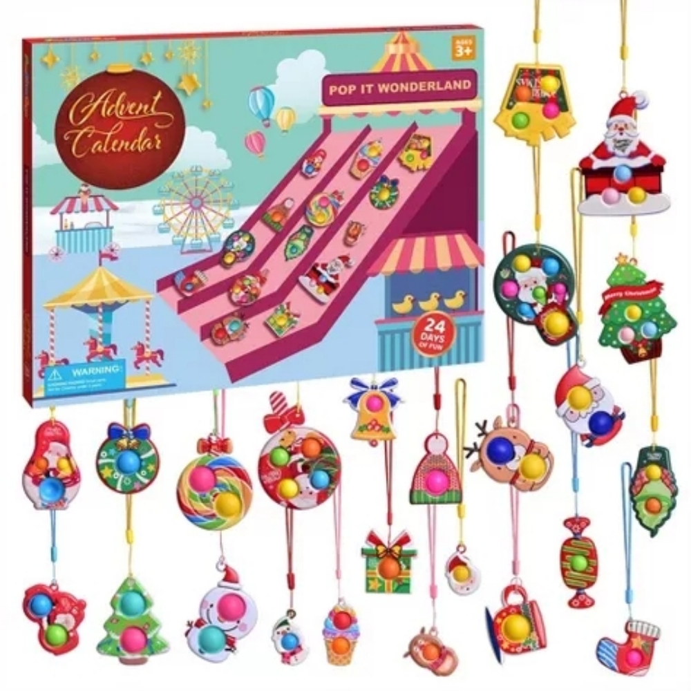 Brand new 24 day advent calendar fidget poppers christmas countdown Xmas charact